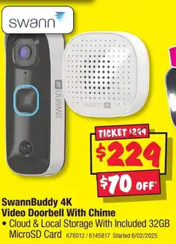 JB Hi-Fi SwannBuddy 4K Video Doorbell With Chime offer