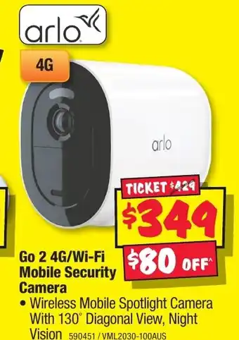 JB Hi-Fi Go 2 4G/Wi-Fi Mobile Security Camera offer