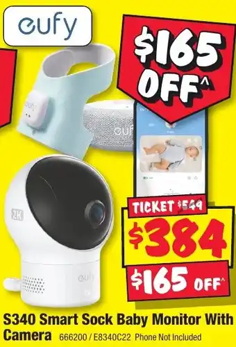 JB Hi-Fi S340 Smart Sock Baby Monitor With Camera offer