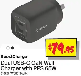 JB Hi-Fi BoostCharge Dual USB-C GaN Wall Charger with PPS 65W offer