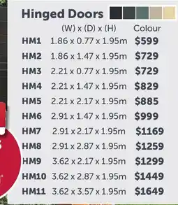 Stratco Handi-Mate Sheds Hinged Doors HM3 offer