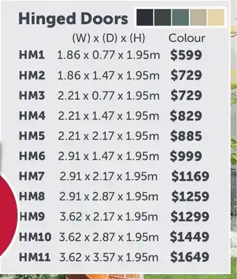 Stratco Handi-Mate Sheds Hinged Doors HM4 offer