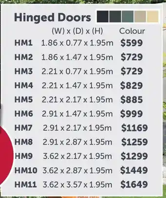 Stratco Handi-Mate Sheds Hinged Doors HM5 offer