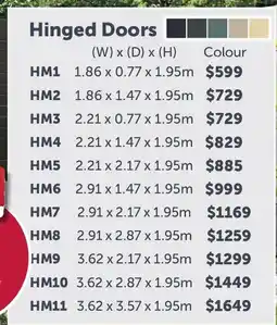 Stratco Handi-Mate Sheds Hinged Doors HM6 offer