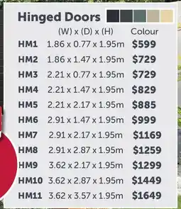 Stratco Handi-Mate Sheds Hinged Doors HM7 offer