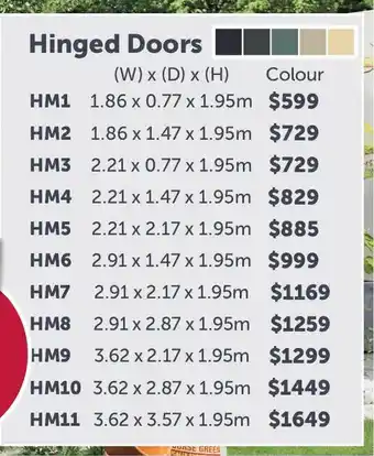 Stratco Handi-Mate Sheds Hinged Doors HM8 offer