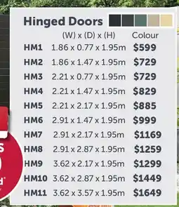 Stratco Handi-Mate Sheds Hinged Doors HM10 offer