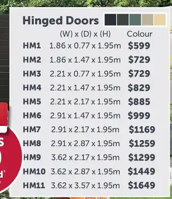 Stratco Handi-Mate Sheds Hinged Doors HM10 offer