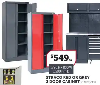 Stratco Straco Red or Grey 2 Door Cabinet offer