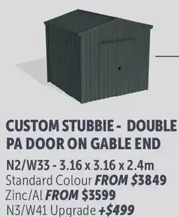 Stratco Gable Roof Custom Stubbie - Double PA Door On Gable End offer