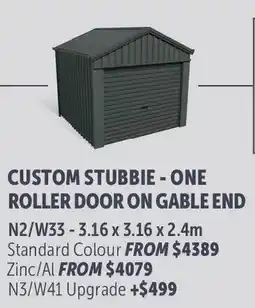 Stratco Gable Roof Custom Stubbie - One Roller Door On Gable End offer