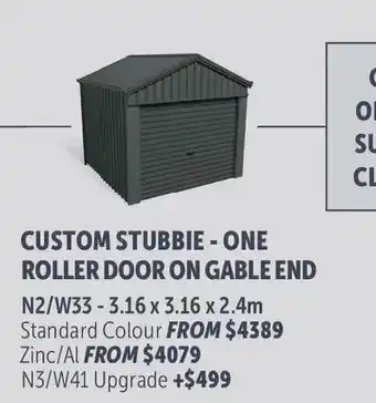 Stratco Gable Roof Custom Stubbie - One Roller Door On Gable End N3/W41 offer