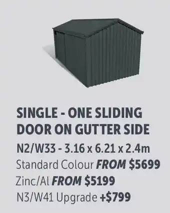 Stratco Gable Roof Single - One Sliding Door On Gutter Side Zinc/Al offer