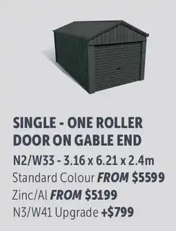 Stratco Gable Roof Single - One Roller Door on Gable End Standard Colour offer