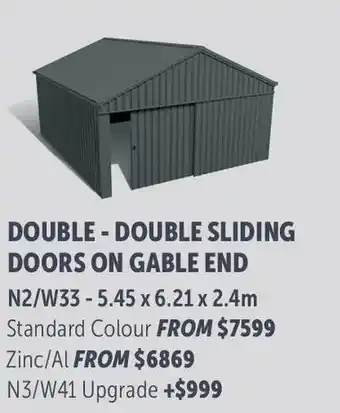 Stratco Gable Roof Double - Double Sliding Doors On Gable End Standard Colour offer