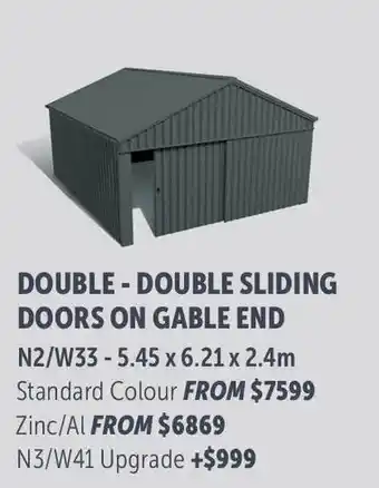 Stratco Gable Roof Double - Double Sliding Doors On Gable End Zinc/Al offer