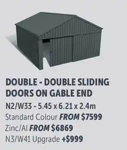 Stratco Gable Roof Double - Double Sliding Doors On Gable End N3/W41 Upgrade offer