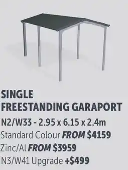 Stratco Gable Roof Single Freestanding Garaport Standard Colour offer