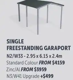 Stratco Gable Roof Single Freestanding Garaport Zinc/Al offer