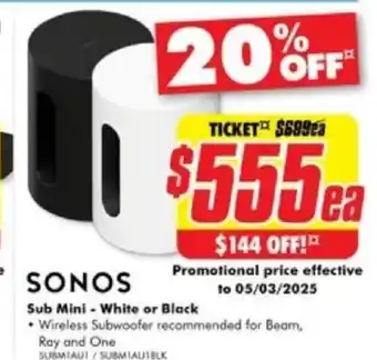 The Good Guys Sonos Sub Mini offer