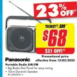 The Good Guys Panasonic Portable Radio AM/FM offer