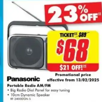 The Good Guys Panasonic Portable Radio AM/FM offer