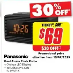 The Good Guys Panasonic Dual Alarm Clock Radio offer