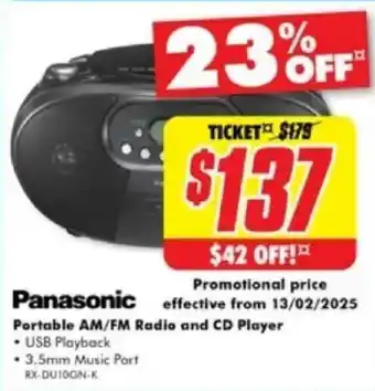 The Good Guys Panasonic Portable AM/FM Radio and CD Player offer