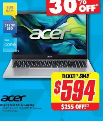 The Good Guys Acer Aspire GO 15" 13 Laptop offer