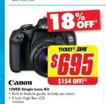 The Good Guys Canon 1500D Single Lens Kit offer