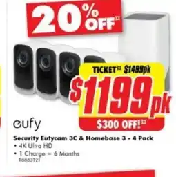 The Good Guys Security Eufycam 3C & Homebase 3 - 4 Pack offer