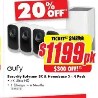 The Good Guys Security Eufycam 3C & Homebase 3 - 4 Pack offer