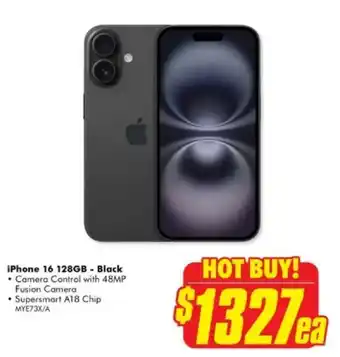 The Good Guys iPhone 16 128GB - Black offer