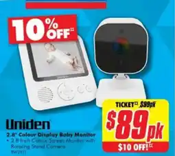 The Good Guys Uniden 2.8" Colour Display Baby Monitor offer