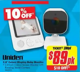 The Good Guys Uniden 2.8" Colour Display Baby Monitor offer