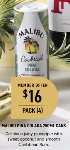 Dan Murphy's Malibu pina colada cans offer