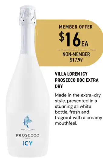 Dan Murphy's Villa loren icy prosecco doc extra dry offer