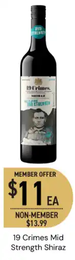 Dan Murphy's 19 Crimes Mid Strength Shiraz offer