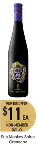 Dan Murphy's Sun Monkey Shiraz Grenache offer