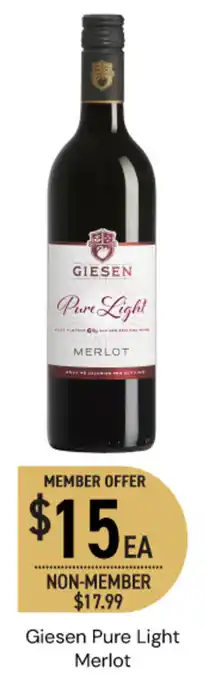 Dan Murphy's Giesen Pure Light Merlot offer