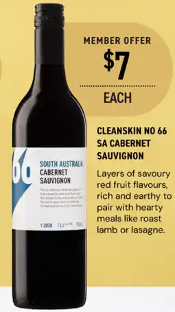 Dan Murphy's Cleanskin no 66 sa cabernet sauvignon offer