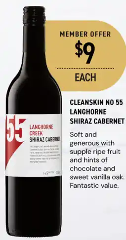 Dan Murphy's Cleanskin no 55 langhorne langhorne shiraz cabernet offer