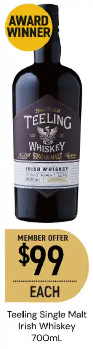 Dan Murphy's Teeling Single Malt Irish Whiskey offer