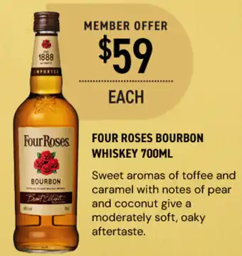 Dan Murphy's Four roses bourbon whiskey offer