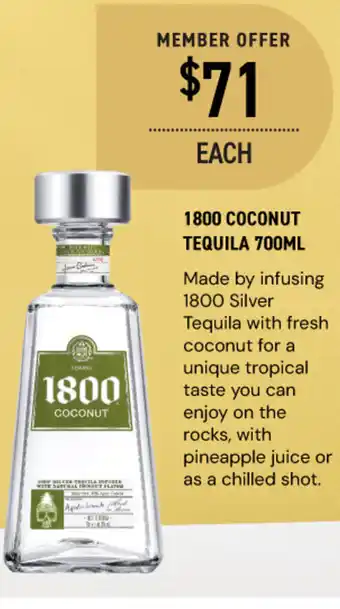 Dan Murphy's 1800 coconut tequila offer