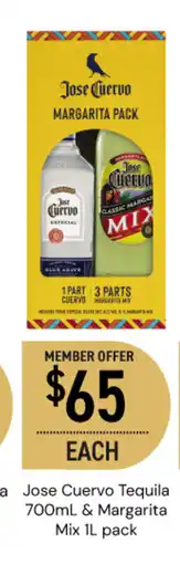 Dan Murphy's Jose Cuervo Tequila Grey Goose Vodka 700mL & Margarita Mix 1L pack offer