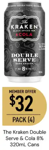 Dan Murphy's The Kraken Double Serve & Cola 8% Cans offer