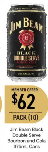 Dan Murphy's Jim Beam Black Double Serve Bourbon and Cola Cans offer