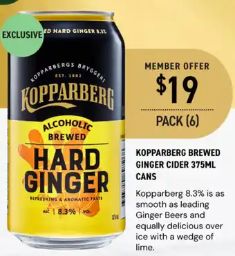 Dan Murphy's Kopparberg brewed ginger cider cans offer