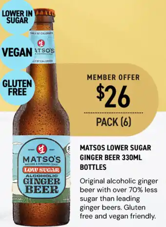 Dan Murphy's Matsos lower sugar ginger beer bottles offer